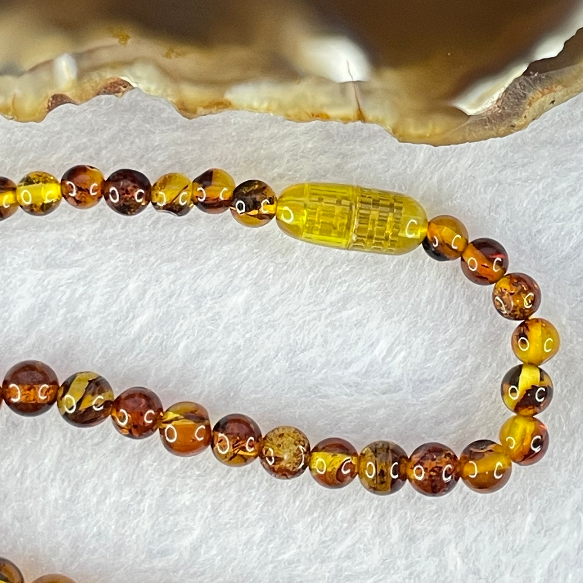 Natural Yellowish Brown Flower Amber Beads Necklace 天然金沙蜜花珀项链 9.70g 46cm 4.3 - 9.0mm 85 Beads - Huangs Jadeite and Jewelry Pte Ltd