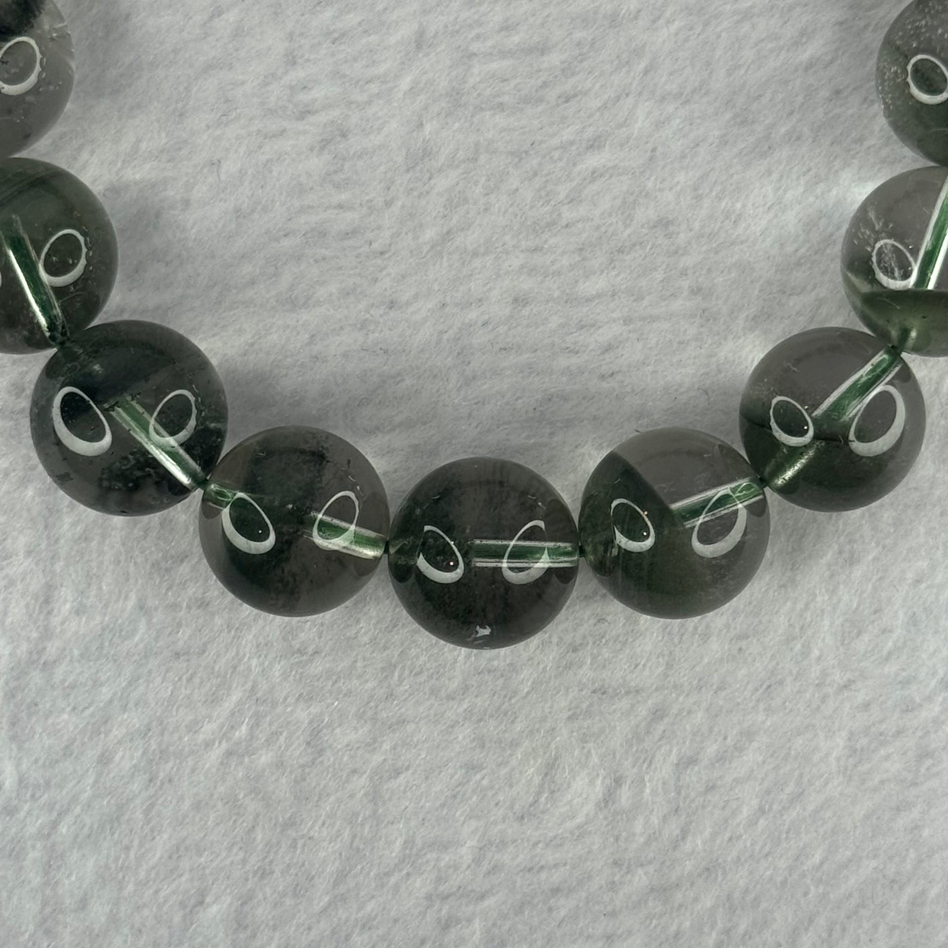 Very Good Grade Natural Green Phantom Quartz Beads Bracelet 52.70g 19cm 13.3mm 16 Beads - Huangs Jadeite and Jewelry Pte Ltd