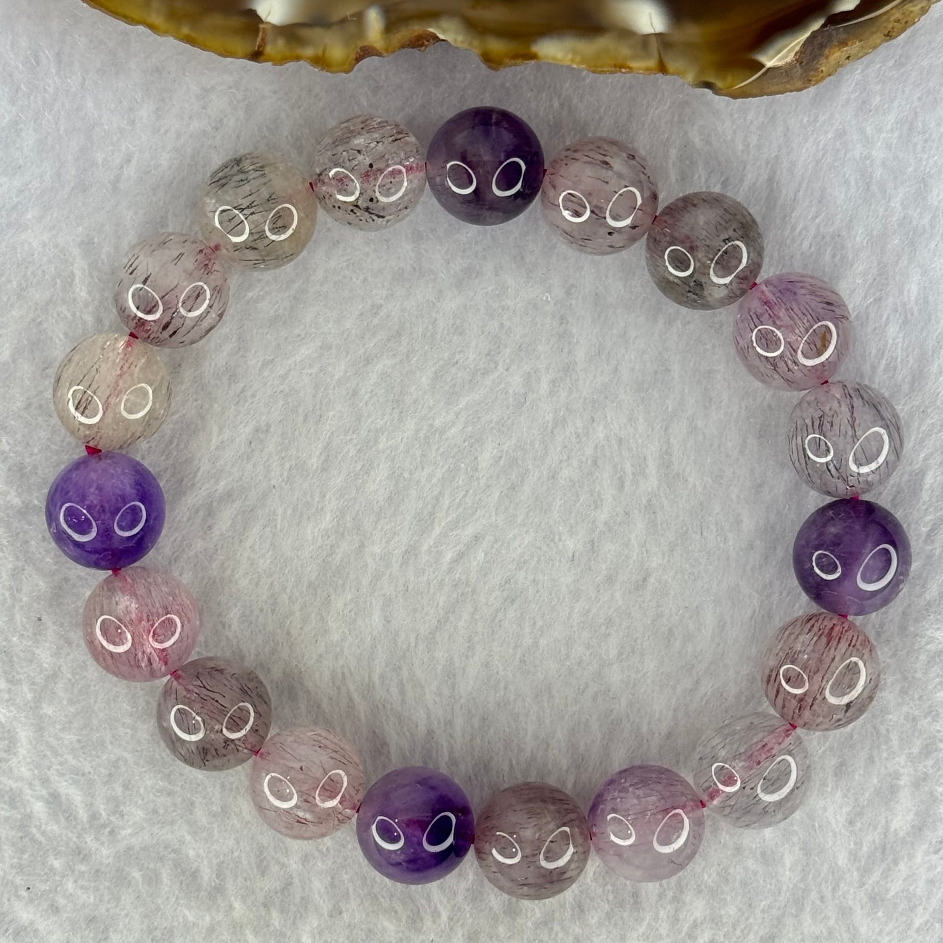 Natural Super 7 Beads Bracelet 32.34g 17.5cm 10.8mm 19 Beads - Huangs Jadeite and Jewelry Pte Ltd