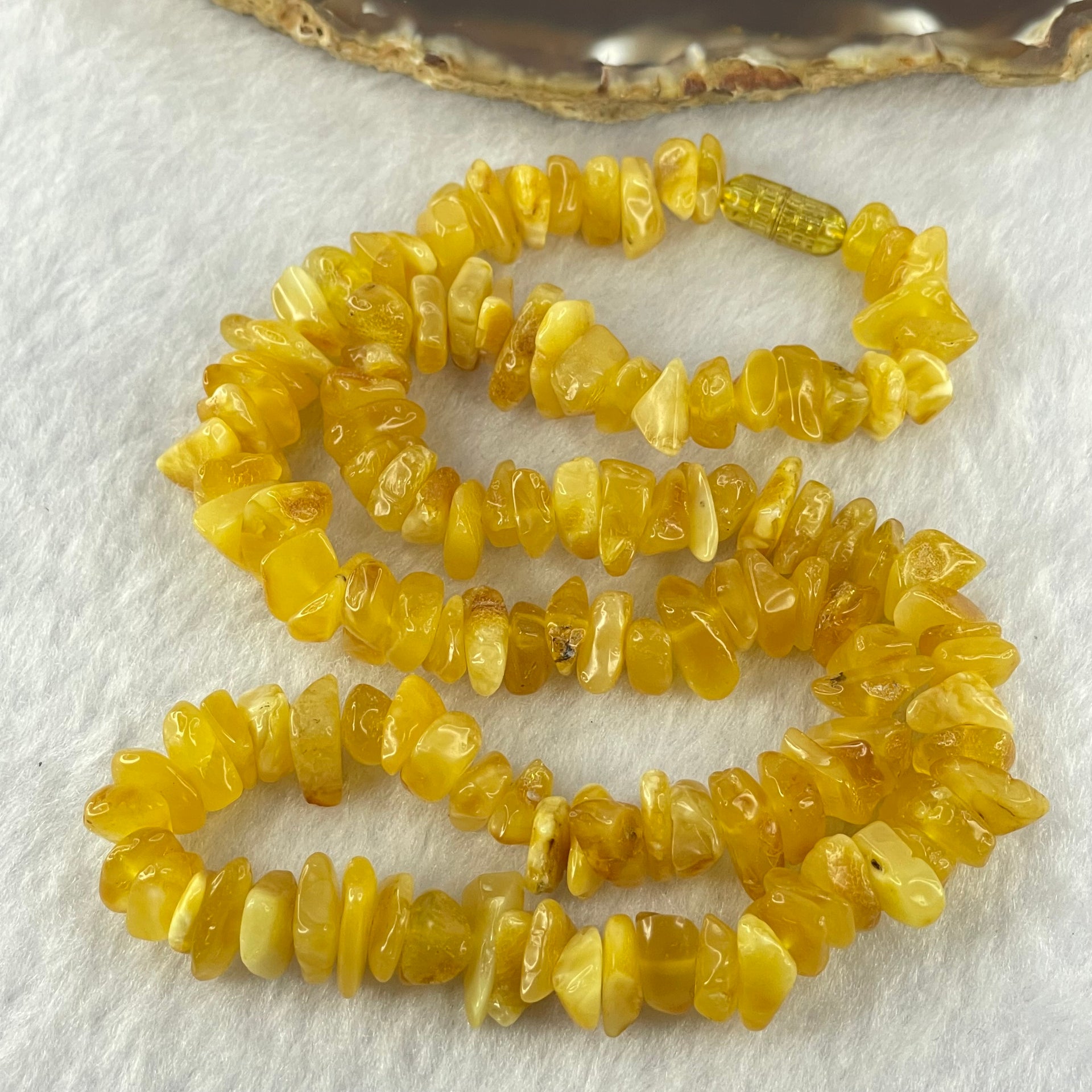 Natural Beeswax Raw Stone Irregular Beads Necklace 天然蜜蜂蜡原石项链 26.66g 46cm 13.7 by 8.5 by 4.5mm, 7.4 by 7.2 by 4.4mm 127pcs - Huangs Jadeite and Jewelry Pte Ltd