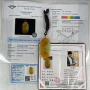 Grandmaster Type A Reddish Brown with Faint Lavender Green Jadeite Phoenix 凤戏牡丹 Pendant 41.26g 64.96 by 35.02 by 9.52mm With NGI Cert 82838779 - Huangs Jadeite and Jewelry Pte Ltd