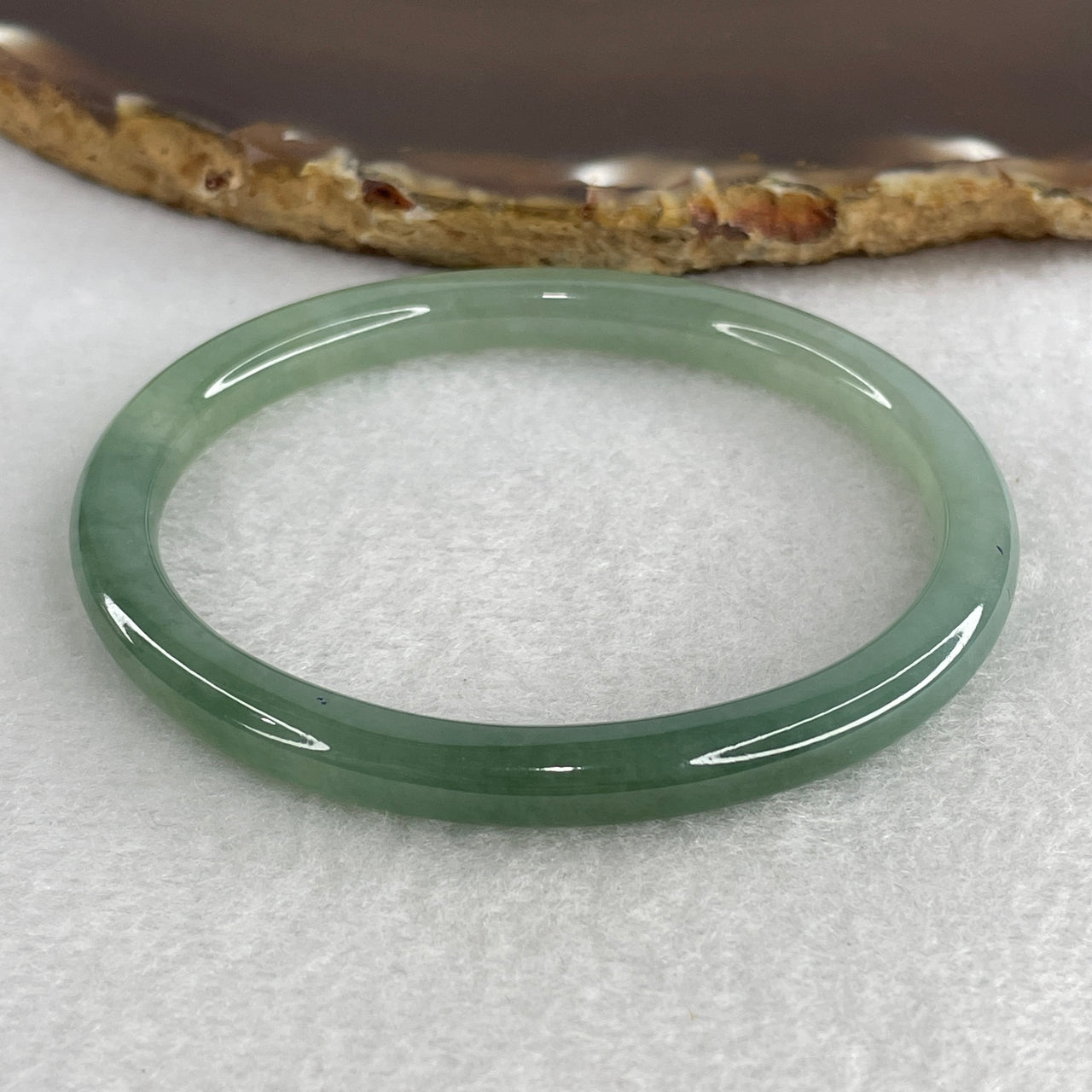 56.4mm Certified Genuine Type A Jadeite Oval Bangle - Semi Icy Light Green to Green Natural Jadeite Jewelry - 20.33g Wide Untreated Jade Bracelet for Women 6.2x6.6mm Wide (Slight Internal Line)