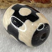Natural Powerful Tibetan Old Oily Dark Brown With White Agate 3 Eyes Dzi Bead Heavenly Master (Tian Zhu) 三眼天诛 4.51g 17.5 by 13.0mm - Huangs Jadeite and Jewelry Pte Ltd