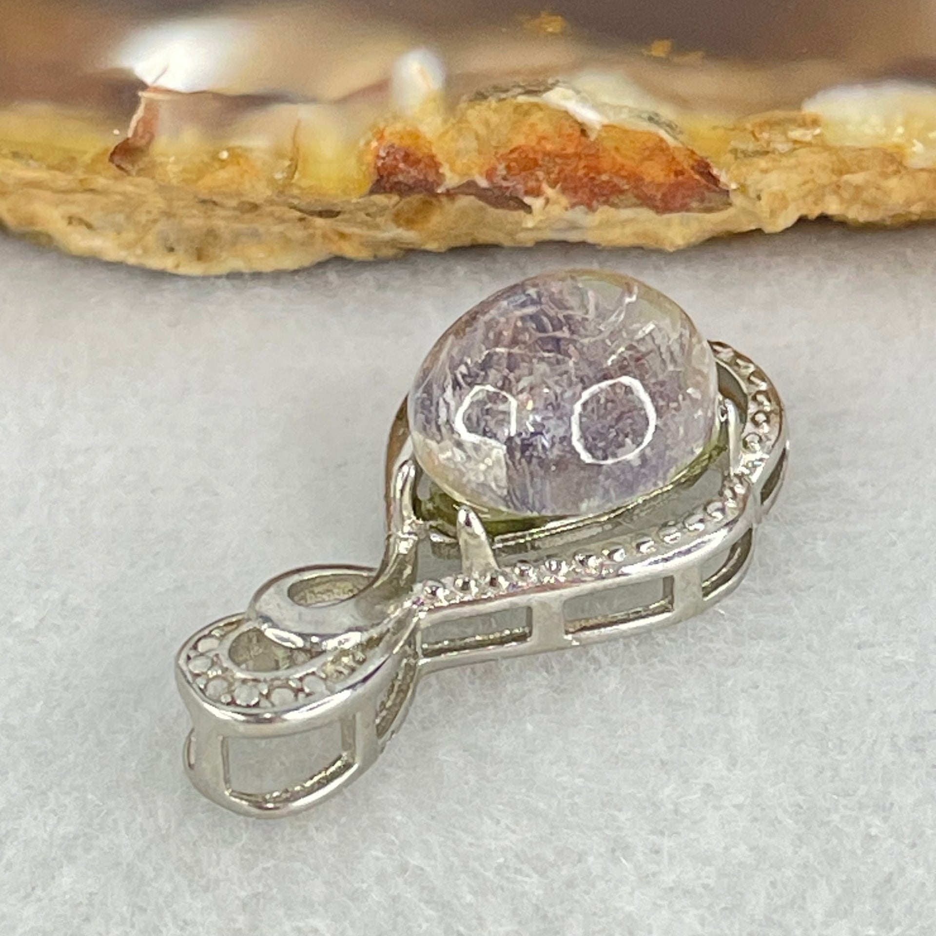 Above Average Grade Rare Natural Blue Dumortierite Rutilated Quartz in S925 Pendant 2.82g 11.1 by 9.7 by 7.0mm - Huangs Jadeite and Jewelry Pte Ltd