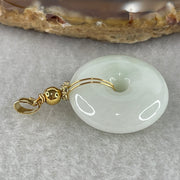 Natural Type A Faint Green to White Jadeite Ping An Kou Pendant | 21mm Ultra-Thick Jade Peace Disc Talisman (6.86g | 21.4 x 7.1mm) - Huangs Jadeite and Jewelry Pte Ltd