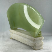 Natural Semi Icy Green Serpentine 3 Seals with Double Whales on Shan Shui with Stone Stand Display  3,486.0g 326.0 by 50.0 by 210.0mm - Huangs Jadeite and Jewelry Pte Ltd