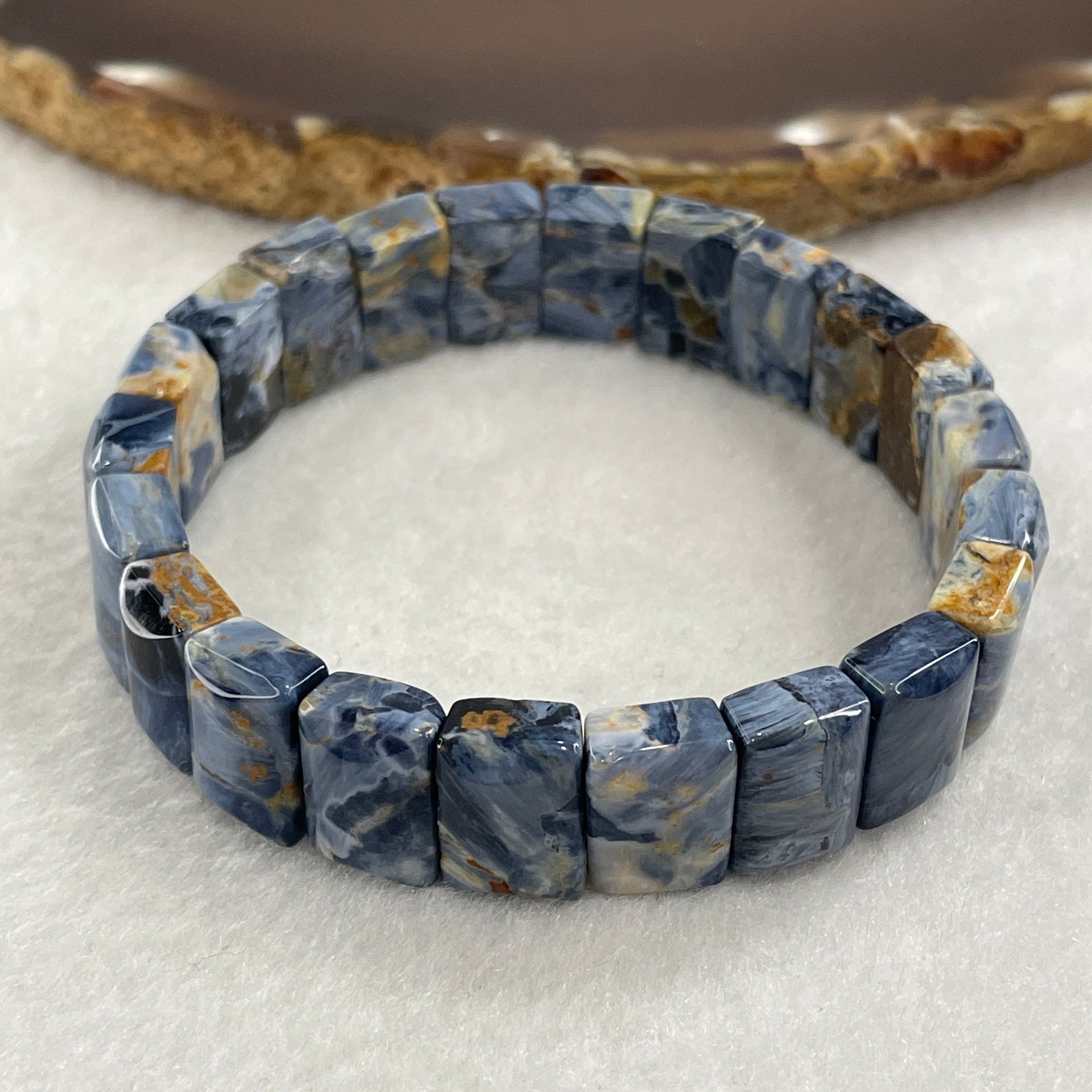 Good Grade Natural Pietersite Shou Pai Bracelet 29.12g 17cm 13.2mm 22 Pcs - Huangs Jadeite and Jewelry Pte Ltd