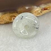 Type A Semi Icy Grey with Black Piao Hua Jadeite Ping An Kou Donut Charm Pendant 3.04g 15.0 by 6.5mm - Huangs Jadeite and Jewelry Pte Ltd