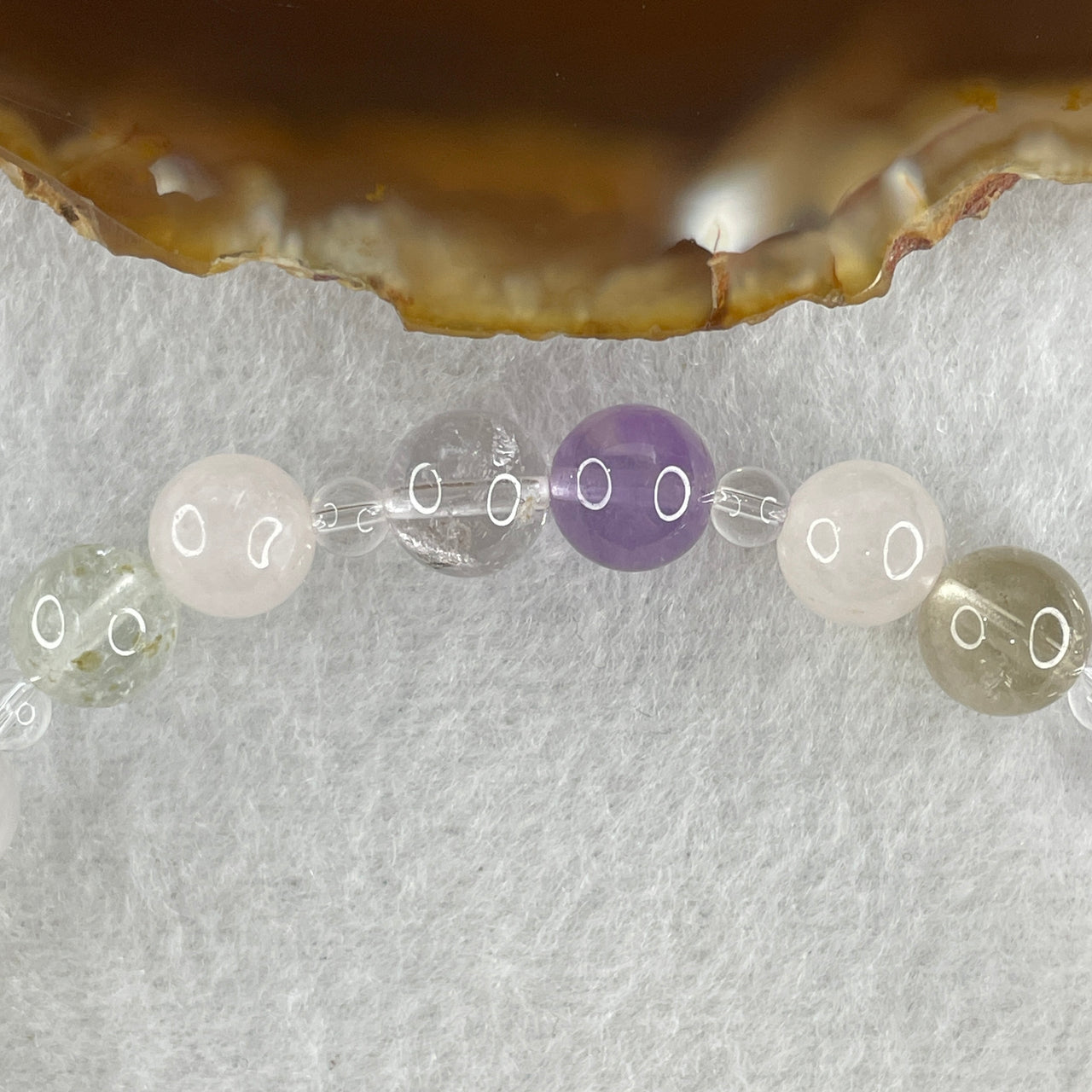 Natural Multi Treasures Quartz ( Citrine, Amethyst, Clear Quartz, Rose Quartz) Beads Bracelet 20.69g 21cm 8.5mm 24Beads