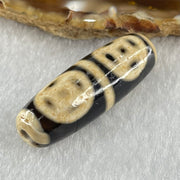 Natural Powerful Tibetan Old Oily Agate Four Coins Dzi Bead Heavenly Master (Tian Zhu) 9.29g 36.9 by 12.7mm - Huangs Jadeite and Jewelry Pte Ltd