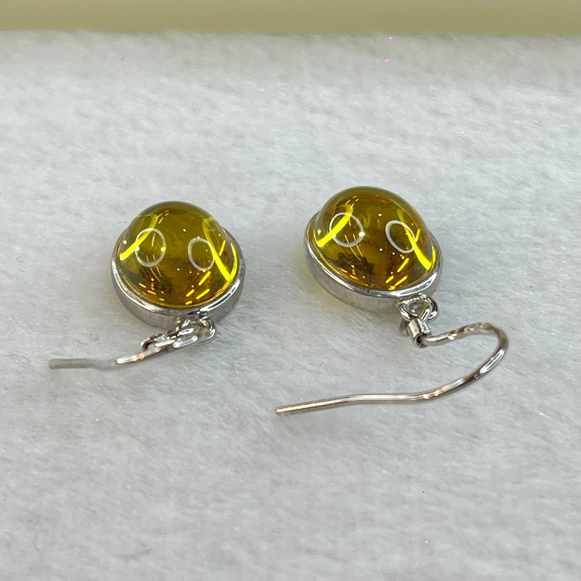 Natural Citrine Sliver Earrings Pair 2.44g 10.2 by 8.1 by 5.0mm - Huangs Jadeite and Jewelry Pte Ltd
