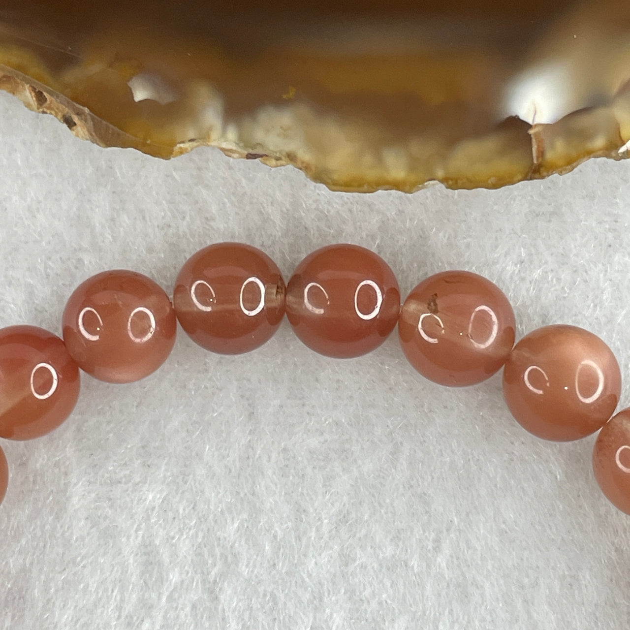 Good Grade Natural Moonstone Bead Bracelet | Ethereal Luminous Gemstone Stretch Bracelet (17.18g | 15.5cm | 8.3mm Beads | 23 Beads)