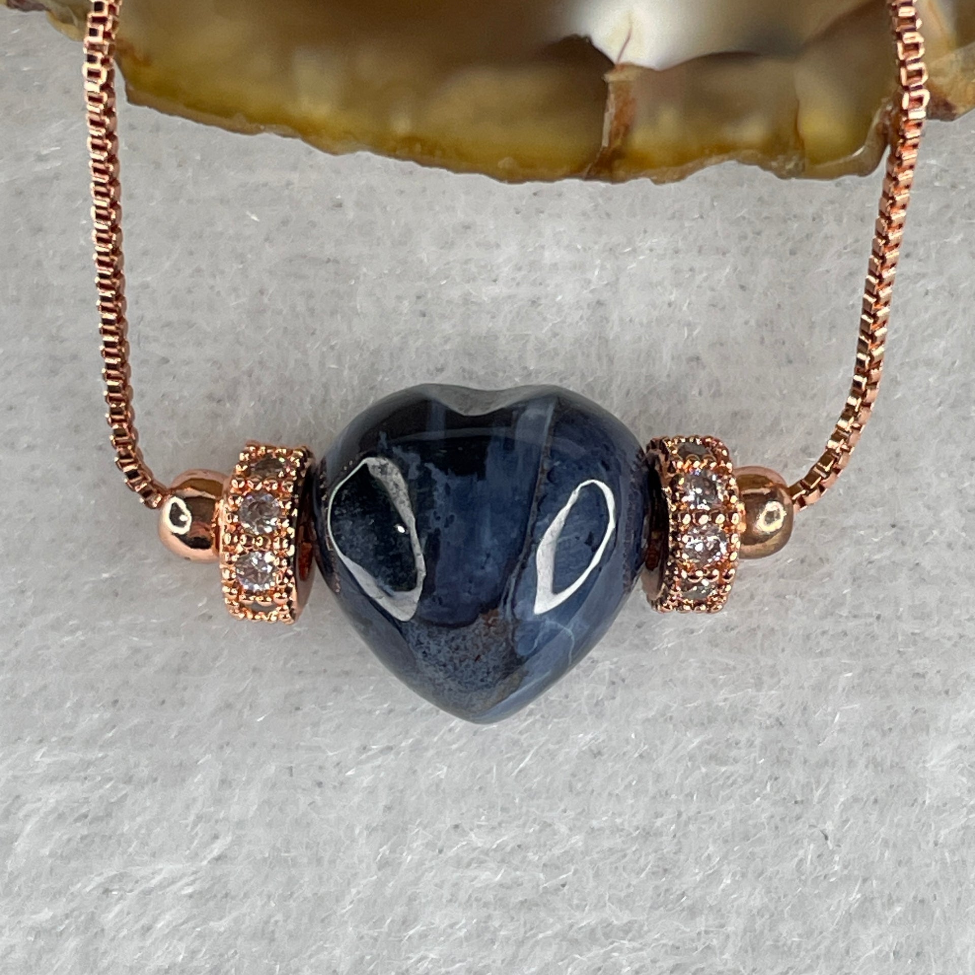 Good Grade Natural Blue Pietersite  Heart Shape Necklace 4.16g 42cm 11.2 by 12.0 by 7.8mm - Huangs Jadeite and Jewelry Pte Ltd