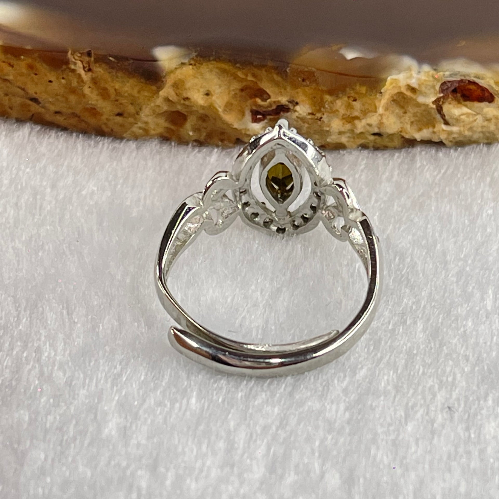 Natural Smoky Quartz with Crystals In S925 Sliver Ring (Adjustable Size) 1.89g 8.6 by 3.7mm - Huangs Jadeite and Jewelry Pte Ltd