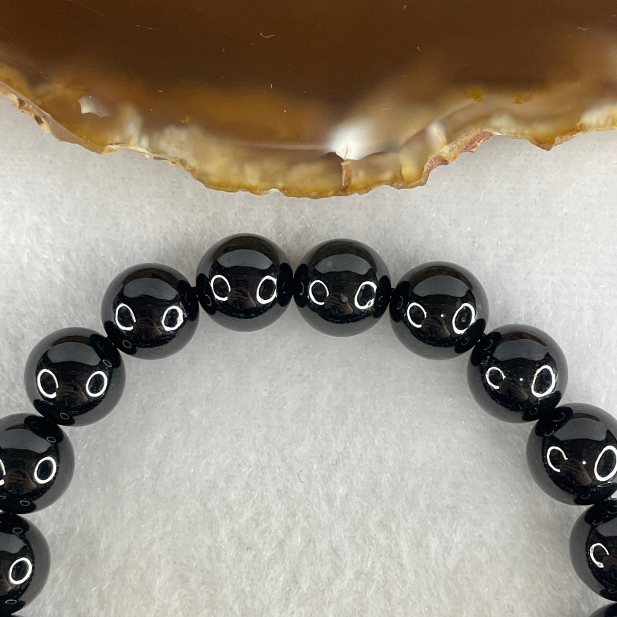 Certified Type A Black Omphacite Jadeite Bead Bracelet | (39.72g | 17cm Wrist | 10.4mm | 20 Beads | Synergy, Negative Energy Shield, Wealth Lock & Executive Power)