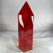 Cherry Quartz Tower with Wooden Stand Display 2446.6g 84.6 by 81.5 by 240.0mm - Huangs Jadeite and Jewelry Pte Ltd