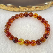 Natural Blood Red Amber Beads Bracelet 5.10g 15cm 7.2mm 25 Beads - Huangs Jadeite and Jewelry Pte Ltd