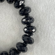 Type A Opaque Black Omphacite Jadeite Faceted Donut Ping An Kou Shape Beads Bracelet 59.39g 15cm 14.3mm 19 Beads - Huangs Jadeite and Jewelry Pte Ltd