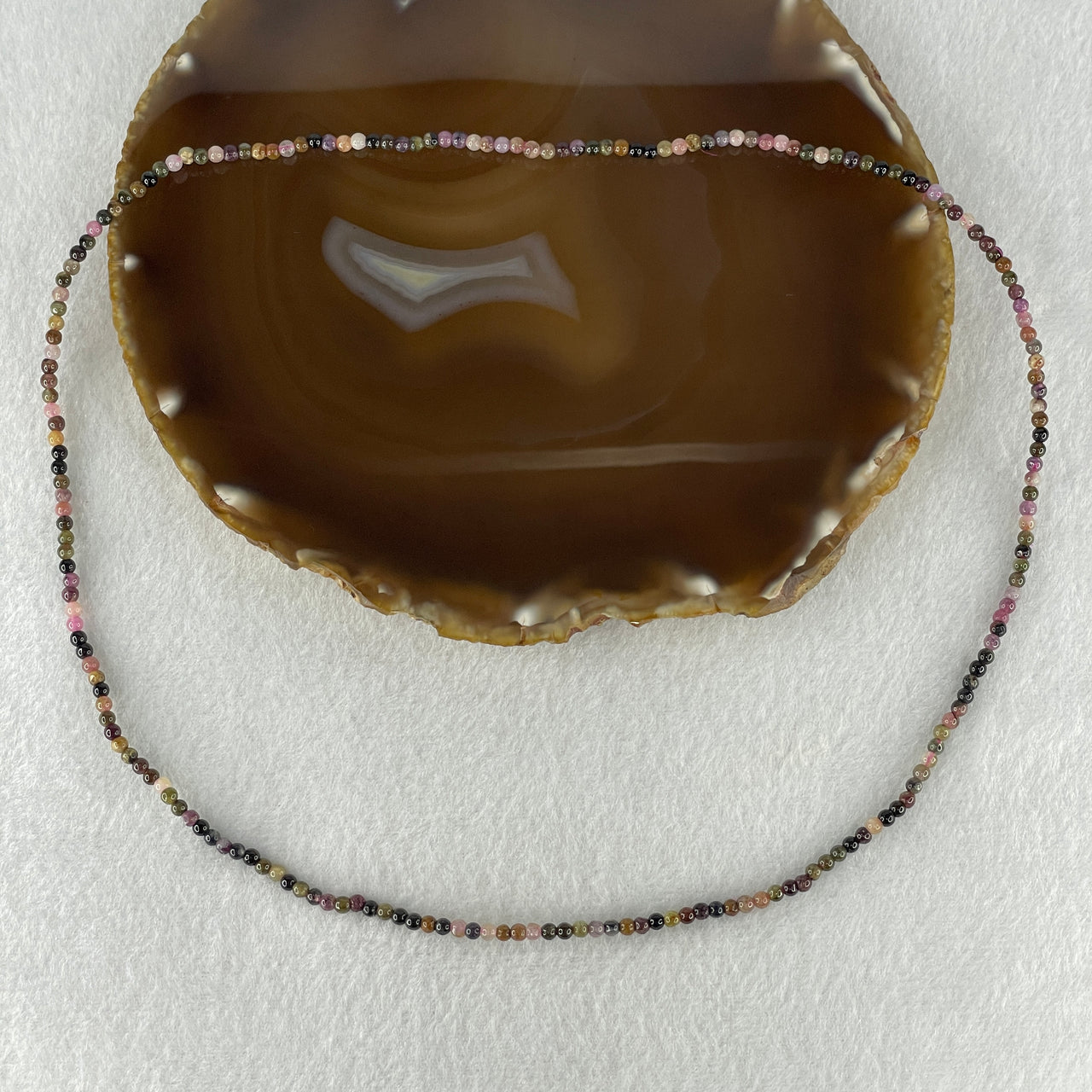 Above Average Grade Natural Dark Rainbow Tourmaline Crystal Beads Necklace 7.87g 54cm 3.2mm 201 Beads