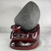 Natural Amethyst Cave with Wooden Stand 5,040.4g 200.0 by 170.0 by 225.0mm - Huangs Jadeite and Jewelry Pte Ltd