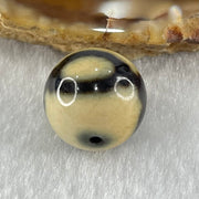 Natural Powerful Tibetan Old Oily Yellowish White with Black Agate 3 Eyes Dzi Bead Heavenly Master (Tian Zhu) 三眼天诛 4.06g 14.5mm - Huangs Jadeite and Jewelry Pte Ltd