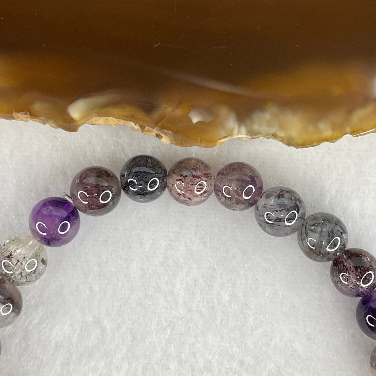 Certified Good Grade Natural Black Super 7 Crystal Beads Bracelet | 17cm Strand of 29 Beads 7.2mm (14.38g | Root Grounding, Manifestation & Aura Shield)
