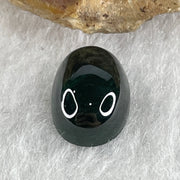 Type A Translucent Black Omphacite Jadeite Round Cabouchon Stone For Setting 1.09g 11.9 by 8.5 by 5.2mm - Huangs Jadeite and Jewelry Pte Ltd