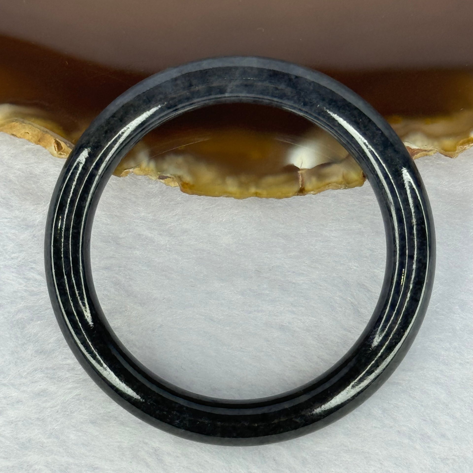 Type A Black Grey Wuji Jadeite Baby Bangle 16.18g Internal Diameter 40.1mm 6.5 by 6.4mm - Huangs Jadeite and Jewelry Pte Ltd