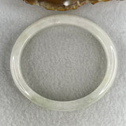 Certified Natural Type A Near White & Faint Green Jadeite Oval Bangle | 65.1mm Inner Diameter (48.42g 10.8x7.7mm | Internal Line, Slight External Rough | Pure Peace & Heart Harmony) - Huangs Jadeite and Jewelry Pte Ltd