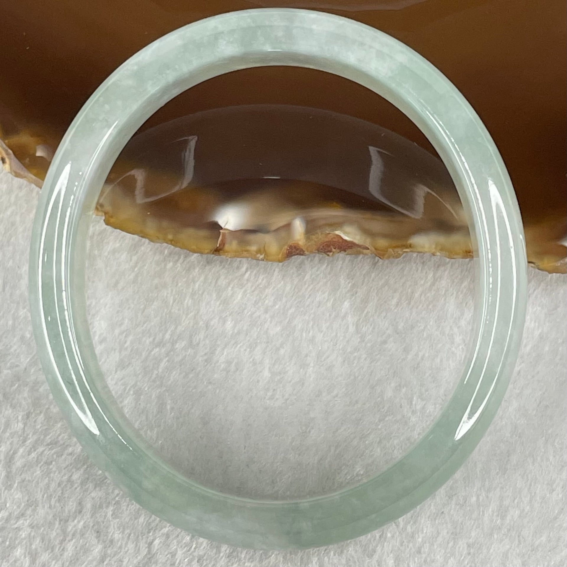 Type A Jelly Light Blueish Green Faint Lavender Jadeite Oval Bangle 36.71g Internal Diameter 54.4mm 11.8 by 6.7mm (Close to Perfect) - Huangs Jadeite and Jewelry Pte Ltd