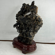 Natural Raw Smoky Quartz Rough Display in Wooden Stand 4,075.9g 180.0 by 127.0 by Height 310.0mm - Huangs Jadeite and Jewelry Pte Ltd