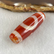 Natural Powerful Tibetan Old Oily Red White Agate One Eye Gold Metal Element Dzi Bead Heavenly Master (Tian Zhu) 一眼金天珠 11.08g 10.25g 37.9 by 13.2mm - Huangs Jadeite and Jewelry Pte Ltd