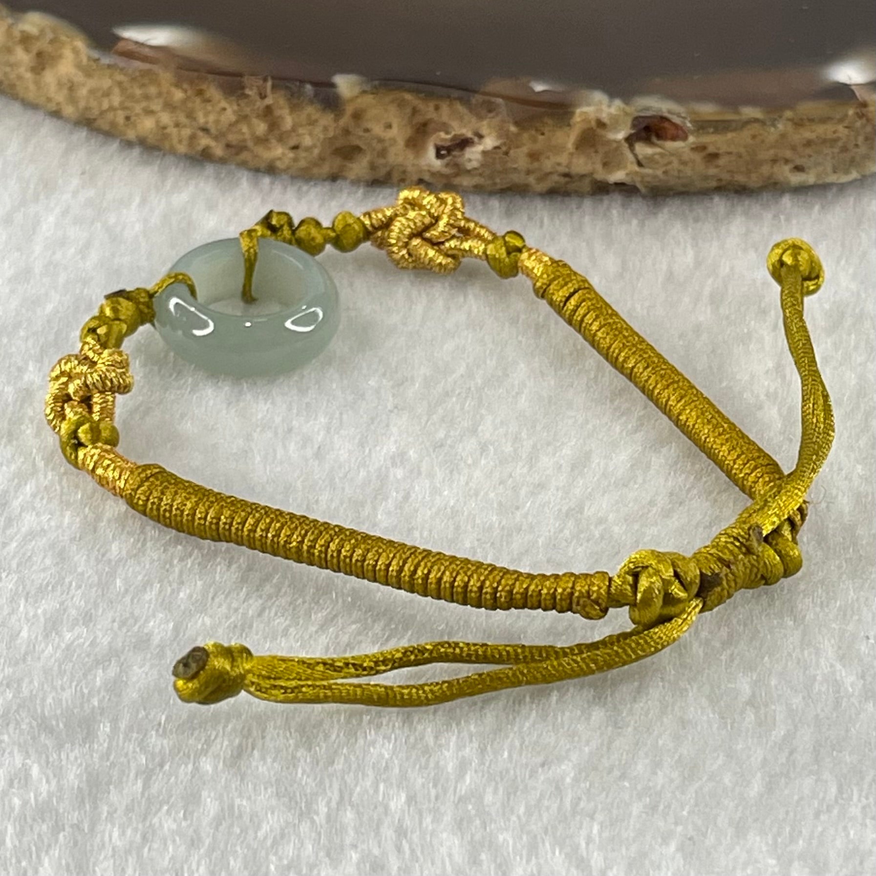 Type A Blueish Green Jadeite Ping An Kou String Bracelet 2.70g 14.9 by 5.6mm - Huangs Jadeite and Jewelry Pte Ltd