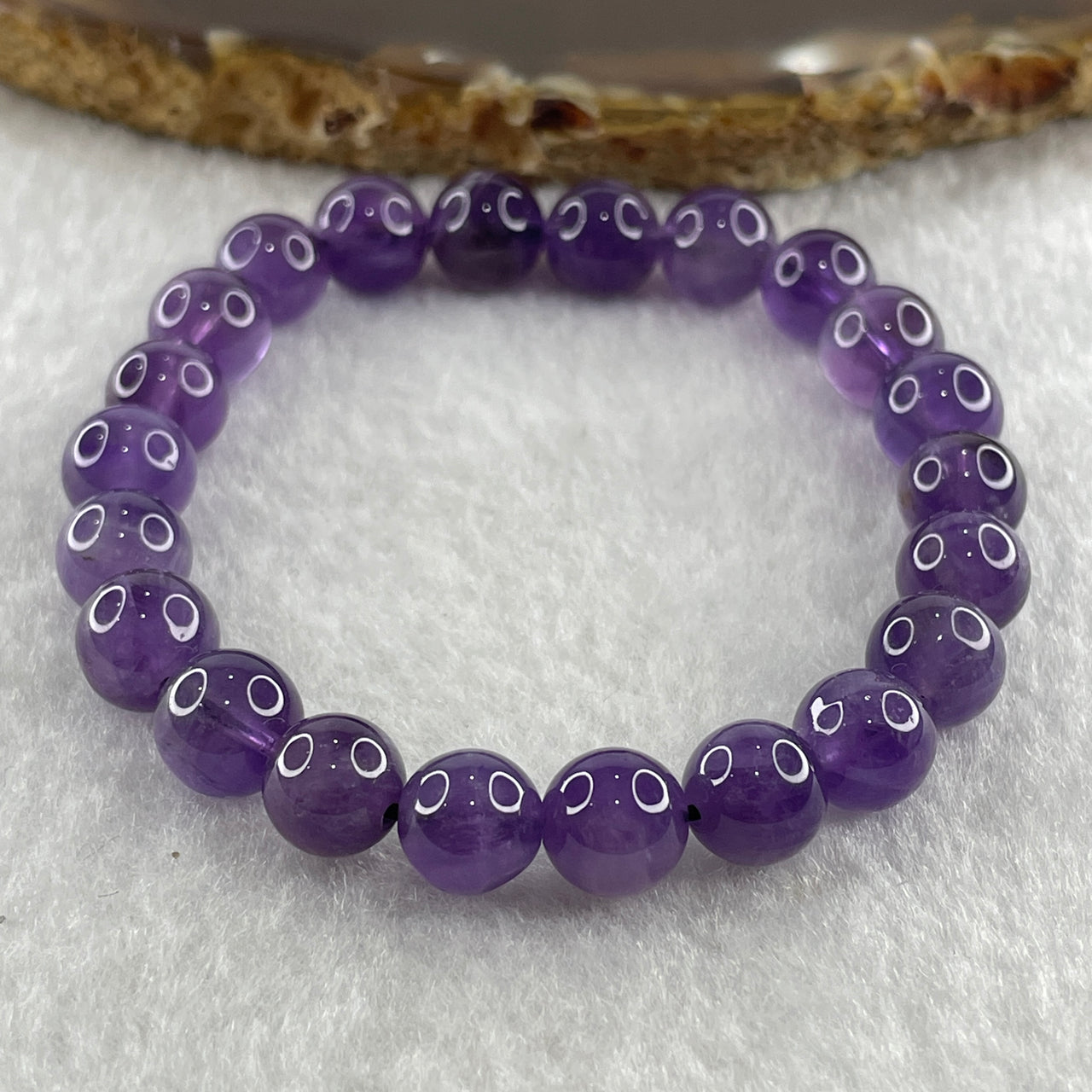 Natural Amethyst Quartz Beads Bracelet 16.03g 14cm 8.0mm 22 Beads - Huangs Jadeite and Jewelry Pte Ltd