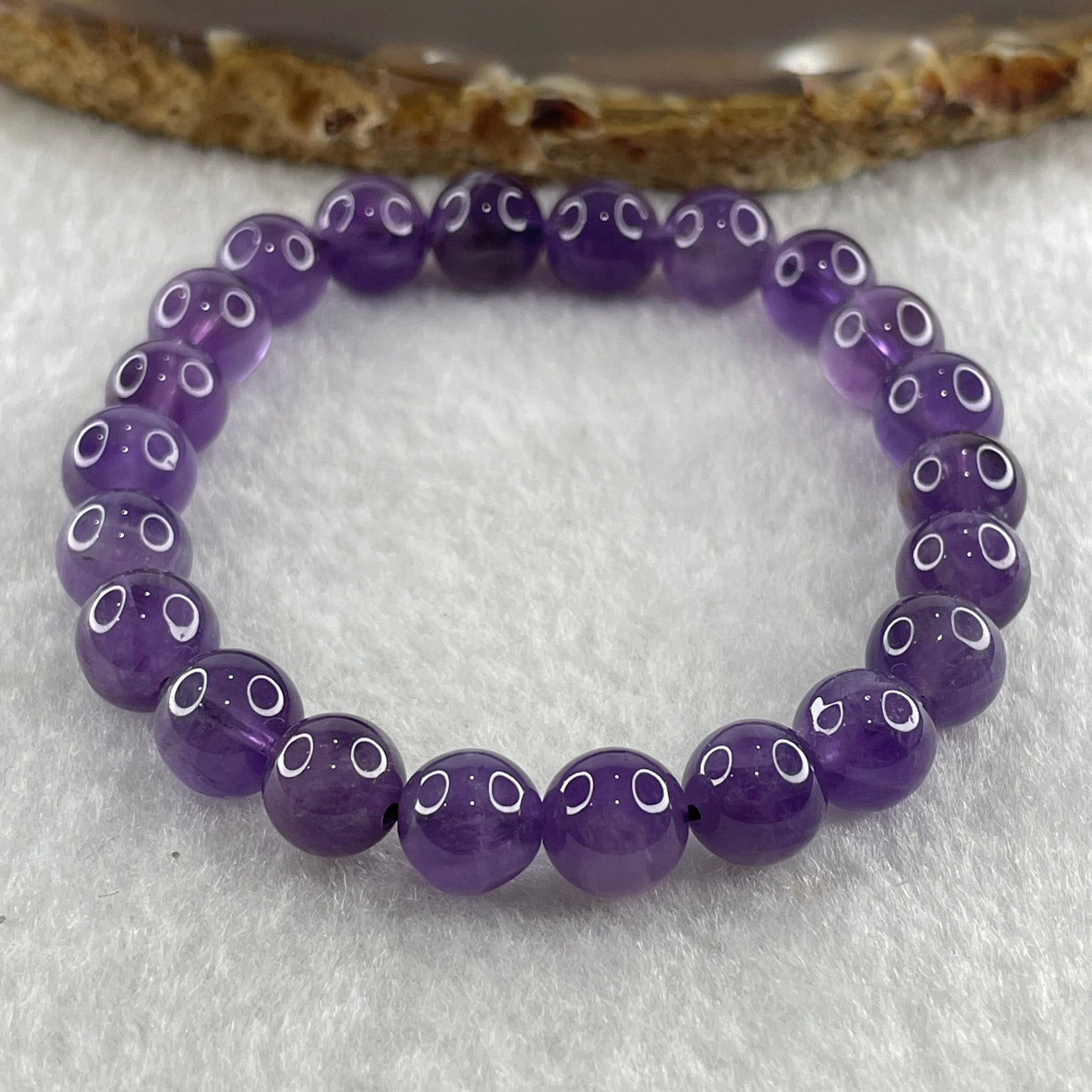 Natural Amethyst Quartz Beads Bracelet 16.03g 14cm 8.0mm 22 Beads - Huangs Jadeite and Jewelry Pte Ltd