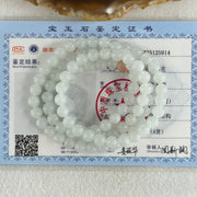 Type A White to Faint Blue Jadeite Beads Necklace 60.66g 66cm 7.0mm 98 Beads - Huangs Jadeite and Jewelry Pte Ltd