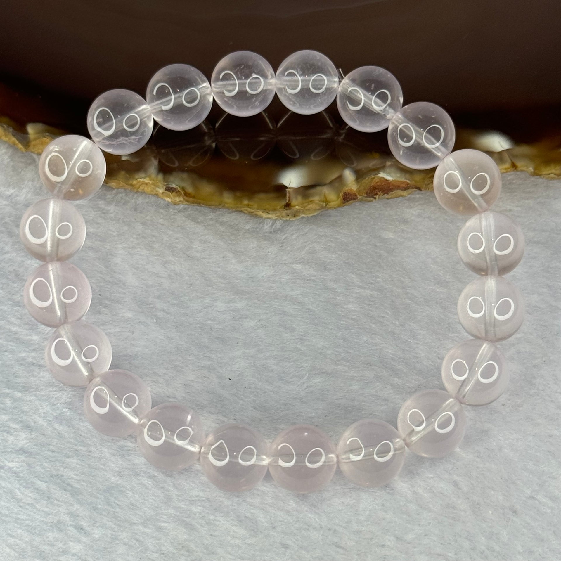 Natural Rose Quartz Beads Bracelet 天然玫瑰石英珠手链 29.28g 17.5cm 10.3mm 20 Beads - Huangs Jadeite and Jewelry Pte Ltd
