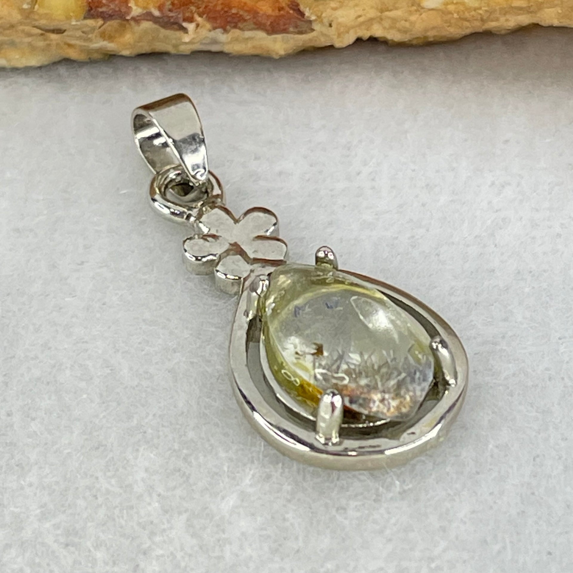 Good Grade Rare Natural Blue Dumortierite Rutilated Quartz in S925 Pendant 2.23g 12.3 by 6.9 by 3.5mm - Huangs Jadeite and Jewelry Pte Ltd