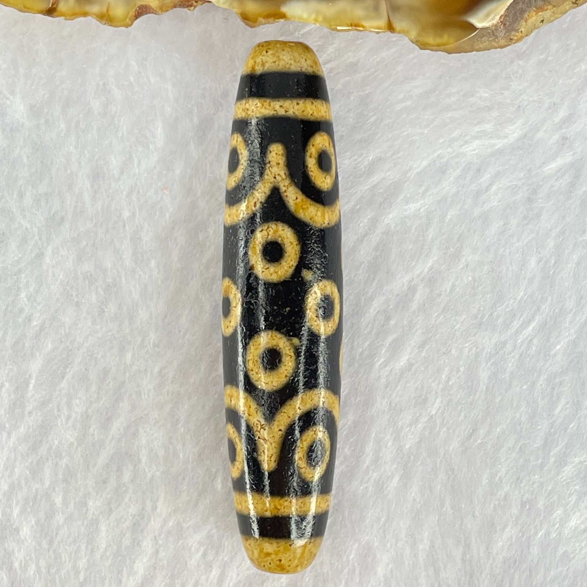 Natural Powerful Tibetan Old Oily Dark and Light Brown Agate 15 Eyes Dzi Bead Heavenly Master (Tian Zhu) 十五眼天诛 14.93g 58.5 by 13.0mm - Huangs Jadeite and Jewelry Pte Ltd