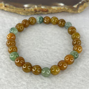 Type A Brown with Green Piao Hua Bracelet 15.50g 7.4 mm 25 Beads - Huangs Jadeite and Jewelry Pte Ltd