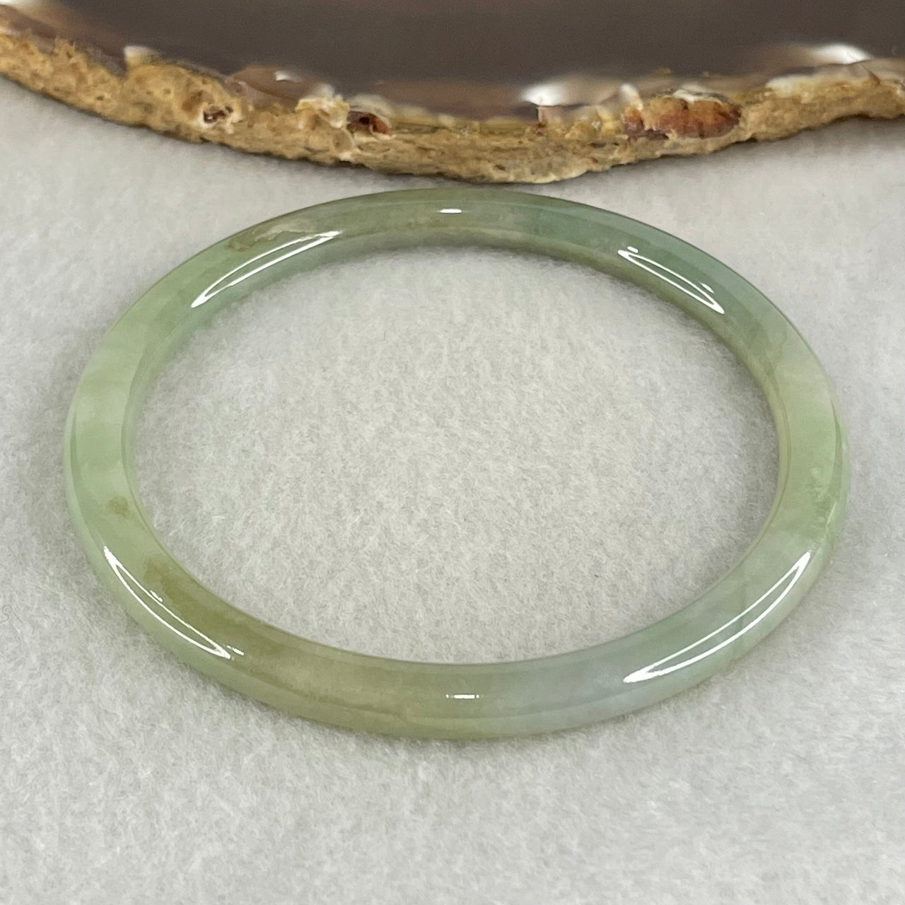 Type A Green Jadeite Bangle 17.07g Inner Diameter 57.4mm 5.1 by 6.4mm (Internal Lines) - Huangs Jadeite and Jewelry Pte Ltd