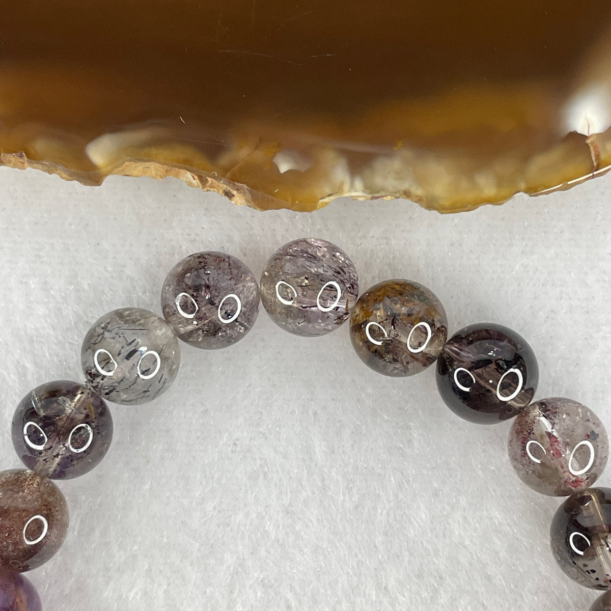 Certified Good Grade Natural Black Super 7 Crystal Beads Bracelet | 16.5cm Strand of 22 Beads 9.1mm (22.28g | Supreme Root Grounding, Manifestation & Aura Shield)