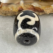 Natural Powerful Tibetan Old Oily Black White Agate Green Tara Dzi Bead Heavenly Master (Tian Zhu) 绿度母天珠 4.56g 17.3 by 13.1mm - Huangs Jadeite and Jewelry Pte Ltd