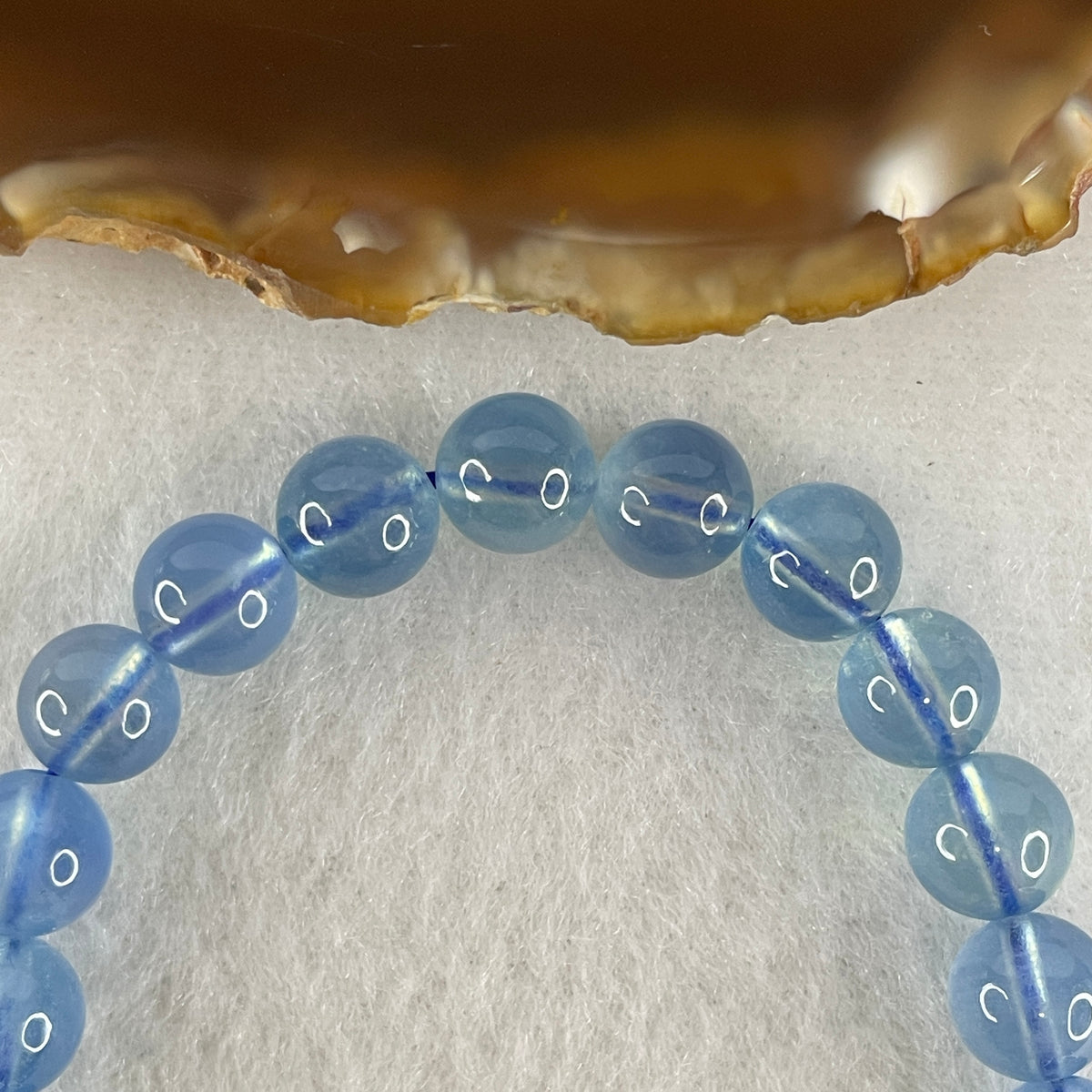 Certified Good Grade Natural Aquamarine Beads Bracelet | 15.5cm with 23 Beads 8.3mm (16.80g | Ocean Blue Translucency | Throat & Third Eye Chakra Harmony, Tranquil Communication & Serene Wealth Shield)