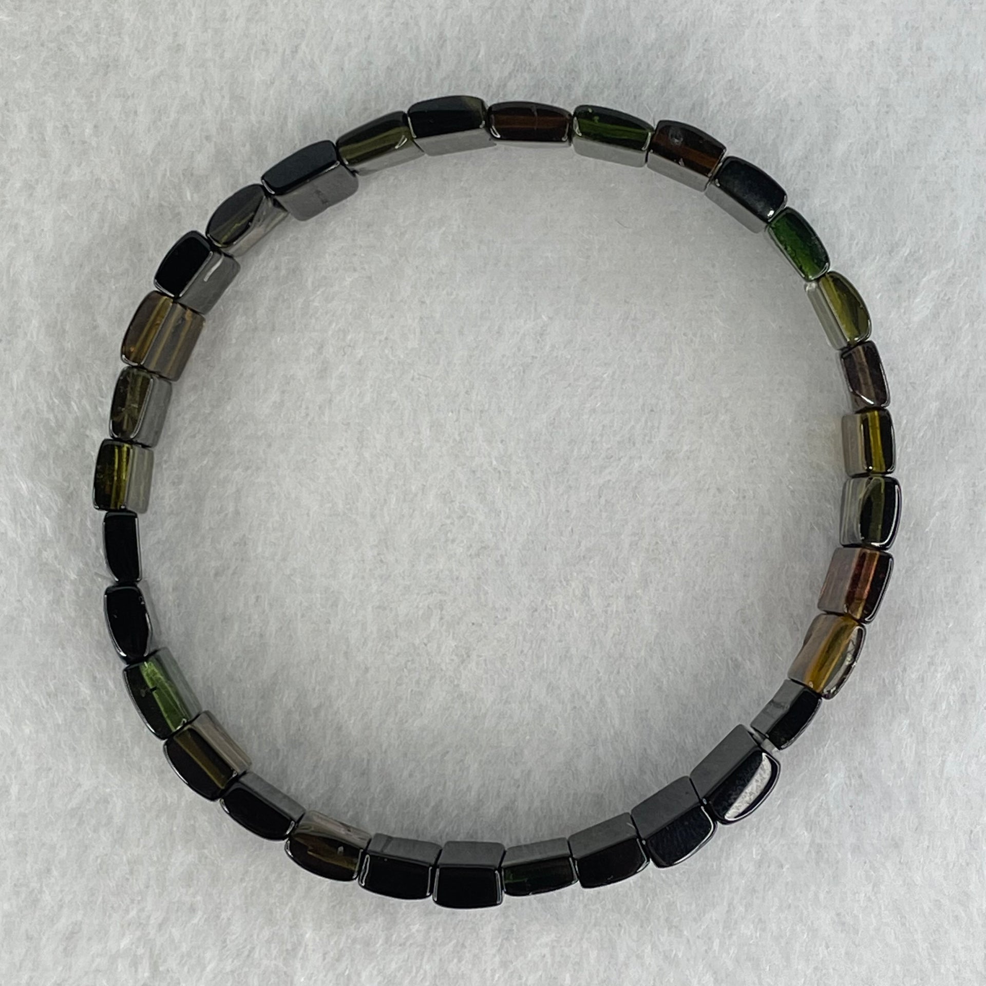 Very Good Grade Tourmaline Shou Pai Bracelet 13.94g 17cm 9.9 by 6.2mm 32pcs - Huangs Jadeite and Jewelry Pte Ltd