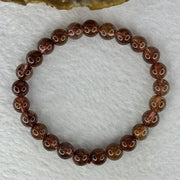Natural Copper Rutilated Quartz Beads Bracelet 天然銅髮晶手镯 16.01g 16cm 7.9mm 25 Beads - Huangs Jadeite and Jewelry Pte Ltd
