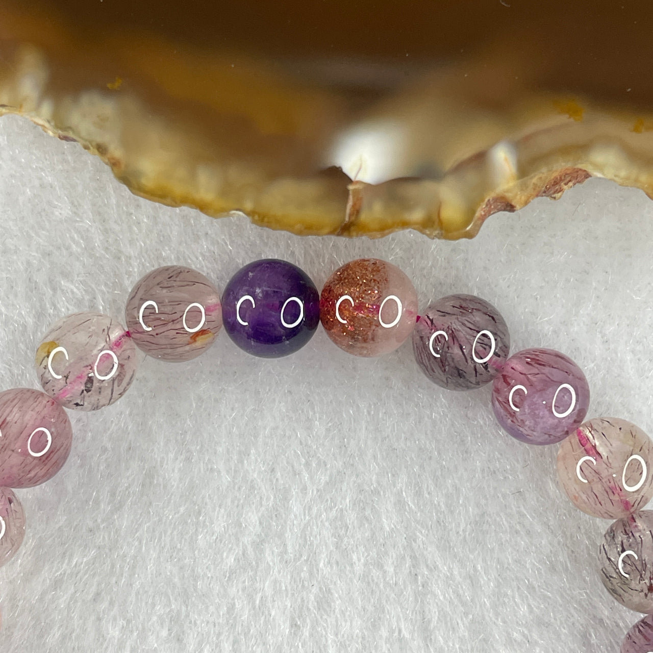 Certified Above-Average Grade Natural Super 7 Crystal Beads Bracelet | Fluid High-Clarity Showcase Strand | Authentic Sacred Seven Multi-Mineral Inclusions Quartz Spiritual Catalyst & Auric Shield Bracelet (20.51g | 16cm Length | 8.9mm | 22 Beads)