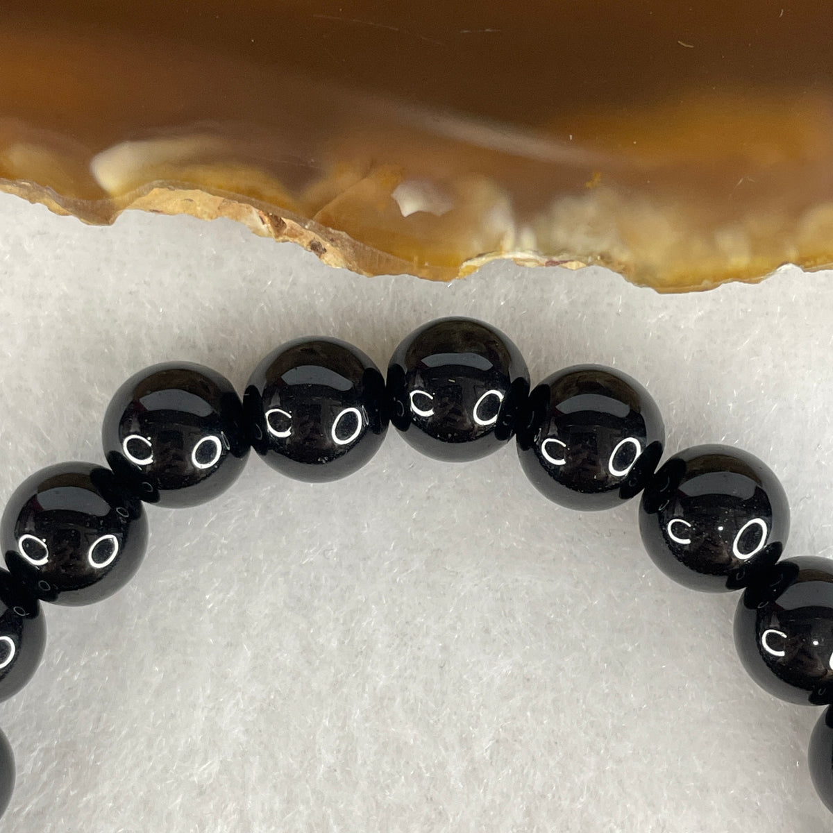 Certified Good Grade Natural Black Obsidian Beads Bracelet | 8.4mm 16.30g 15.5cm 23Beads