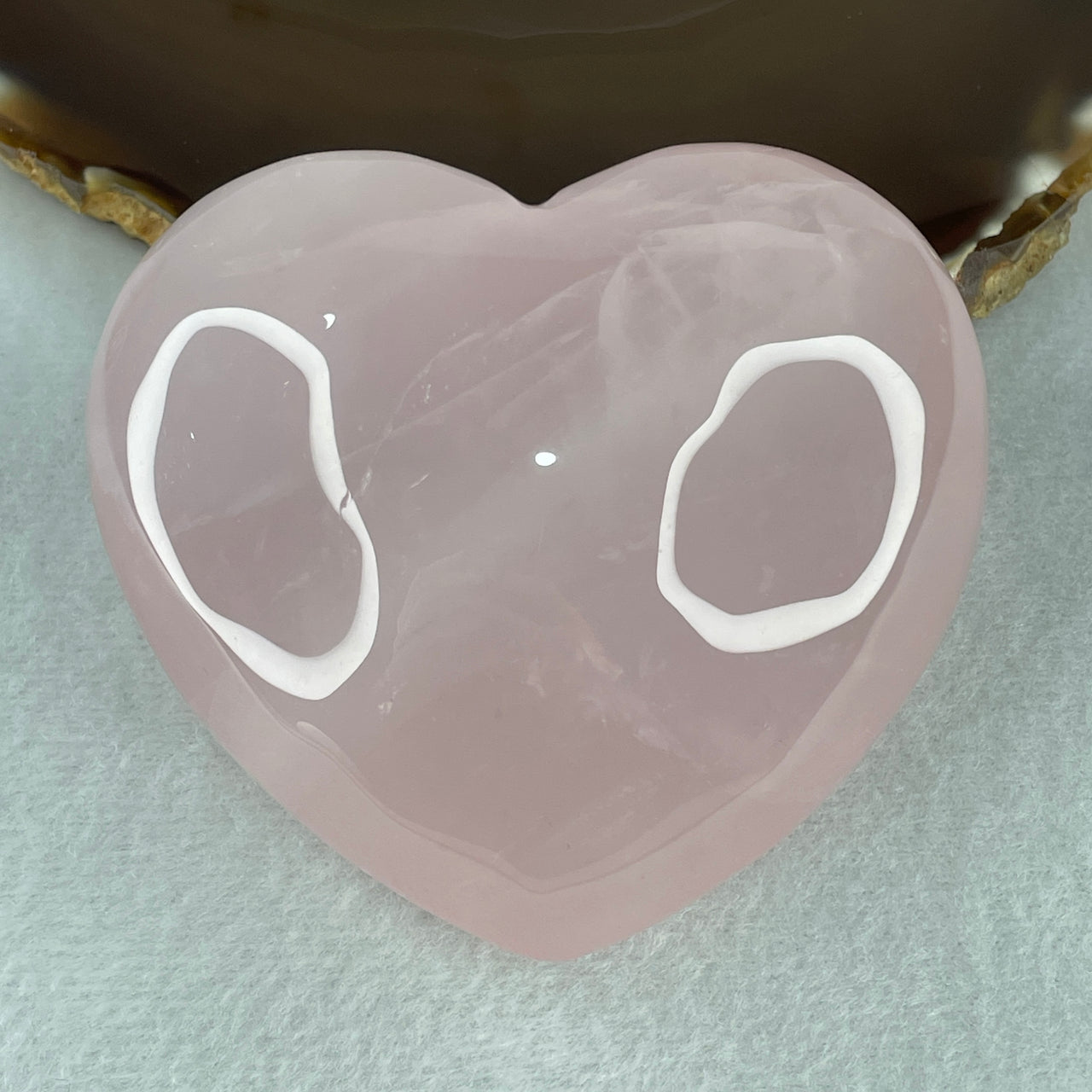 Above Average Grade Natural Rose Quartz Heart Shape Display 324.65g 75.0 by 88.0 by 44.6mm