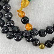 Type A Opaque Wuji Black Jadeite Beads Necklace 138.78g 74cm 10.2mm 76 Beads - Huangs Jadeite and Jewelry Pte Ltd